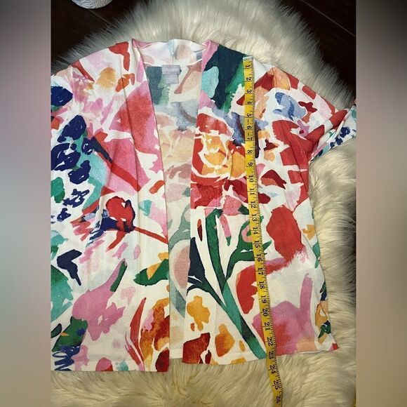Chico’s sweater open cardigan floral sz Med 12/14 - Picture 5 of 8